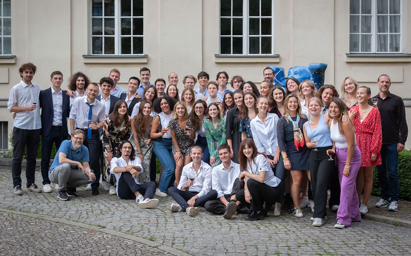 Group photo of the ESCP-UNEP team  in the courtyard of the Berlin campus