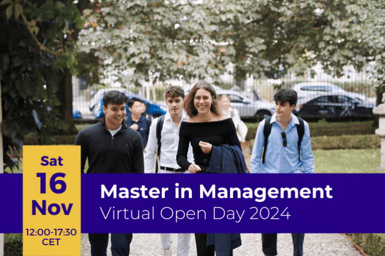 A group of ESCP students walking on a leafy campus